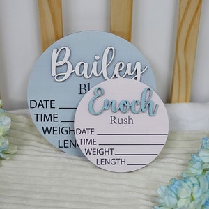 Baby Announcement Sign with Birth Stats Footprint Sign For Newborn Baby Name Reveal Sign For Hospital Personalized Baby Name Sign zdjęcie 6