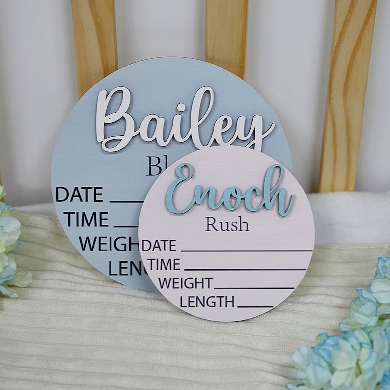 Baby Announcement Sign with Birth Stats Footprint Sign For Newborn Baby Name Reveal Sign For Hospital Personalized Baby Name Sign zdjęcie 6