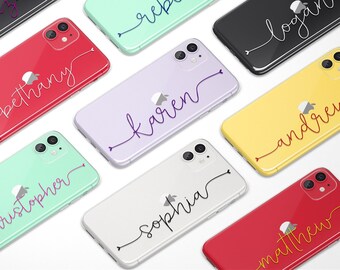 Name Case for iPhone 13 12 11 Pro Max mini XR XS X 10 8 Plus 7 6s 6 SE 2020 Personalize Custom Signature Handwriting Clear Transparent Cover