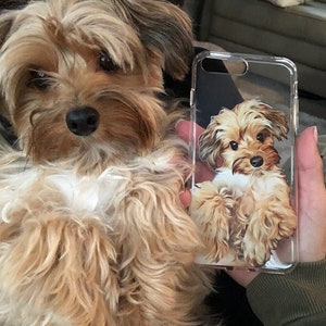 Custom Pet Portrait Case for iPhone 15 14 13 12 11 Pro Max mini XS XR X SE 8 Plus Gift Ideas Dog Lover Owner Illustration Personalized Clear image 1