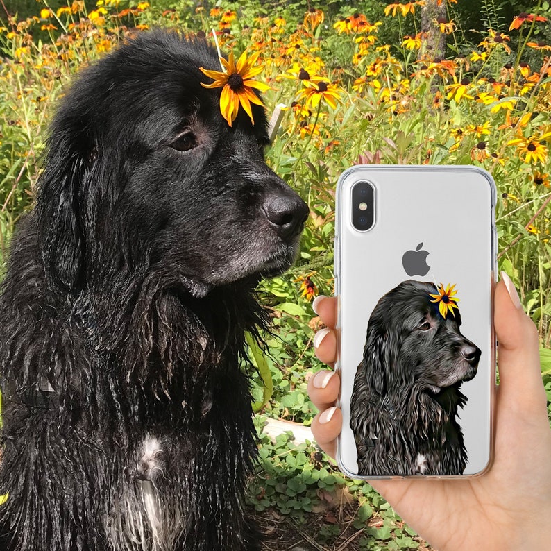 Custom Pet Portrait Case for iPhone 15 14 13 12 11 Pro Max mini XS XR X SE 8 Plus Gift Ideas Dog Lover Owner Illustration Personalized Clear image 4