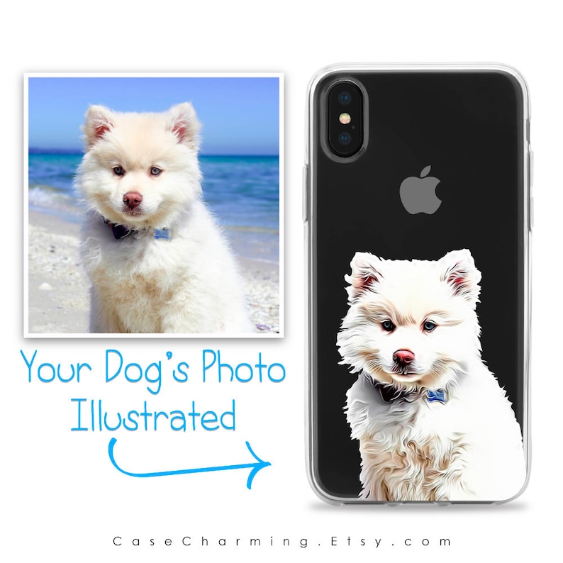 Custom Pet Portrait Case for iPhone 15 14 13 12 11 Pro Max mini XS XR X SE 8 Plus Gift Ideas Dog Lover Owner Illustration Personalized Clear image 5