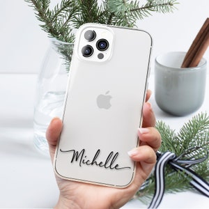 Personalized Phone Case for iPhone 16 Pro max 16e 15 Plus 14 13 mini 12 Custom Name Handwritten Style Cursive Script Cellphone Cover
