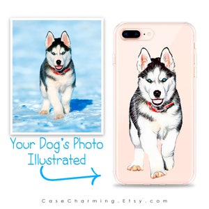 Custom Pet Portrait Case for iPhone 15 14 13 12 11 Pro Max mini XS XR X SE 8 Plus Gift Ideas Dog Lover Owner Illustration Personalized Clear image 6