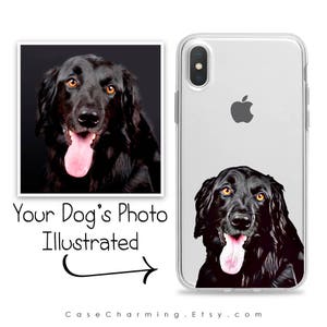 Custom Pet Portrait Case for iPhone 15 14 13 12 11 Pro Max mini XS XR X SE 8 Plus Gift Ideas Dog Lover Owner Illustration Personalized Clear image 7