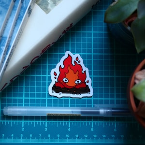Calcifer, Fire Demon - Howl&#39;s Moving Castle Inspired Glossy Vinyl Die-cut Sticker