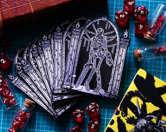 Dungeon Encounter Embroidered Patch - Retro Dark Fantasy Skeleton Patch