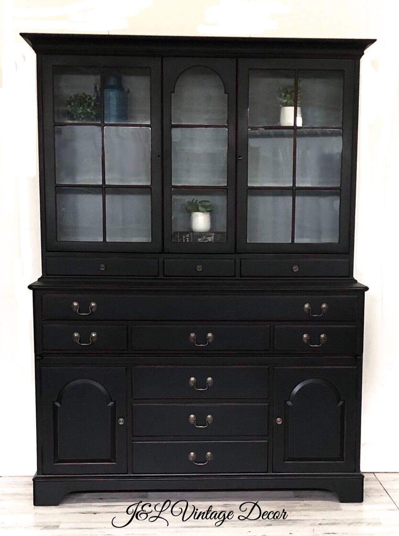 Sold Painted Hutch China Cabinet Vintage Hand Rustic Style Dining Room Furniture Farmhouse