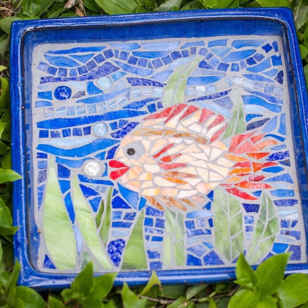 Handmade unique mosaic bird bath