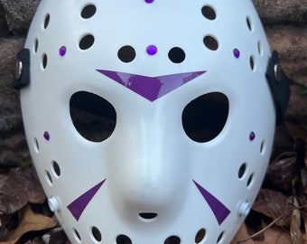 13X Studios Jason part 3 purple beads custom Hockey Mask- 5 Star Seller