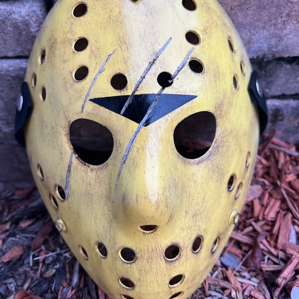 13X Studios Jason Yellow custom Hockey Mask- 5 Star Seller