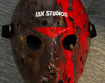 13X Studios Jason Drip Art with logo custom hockey mask- 5 star seller