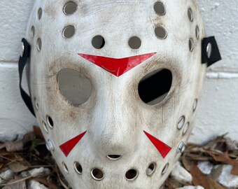 13X Studios Jason part 3 dirty white  custom Hockey Mask- 5 Star Seller