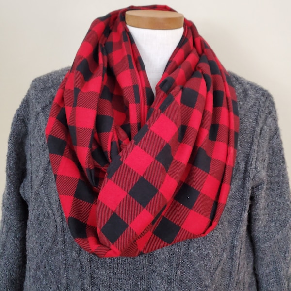 Infinity Scarf, Scarf Women, Flannel scarf, Hidden pocket scarf, plaid scarf,  Scarf with pocket, gift ideas, Mom gift, Sister Gift, gift