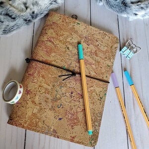 travel journal, vegan journal, dot grid journal, teacher appreciation gift, A5 journal cover, fauxdori, travelers notebook