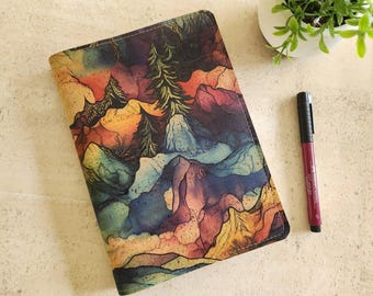 A5, A6, B6, B6 Slim, B5, N1, A6 purple mountains cork planner cover, slip on planner cover, vegan cover, vegan gift idea, minimal cover