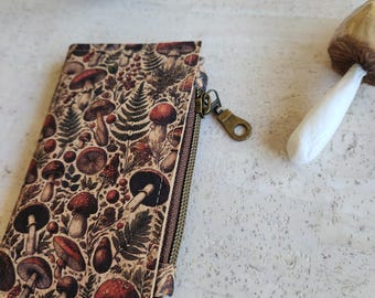 mushroom cork wallet insert for travel notebook, vegan accessories, sister gift,  portfolio