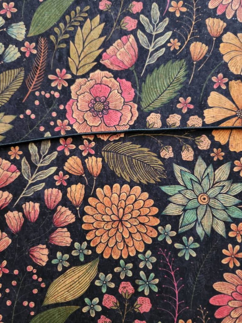 Black Watercolor Floral A5, A6, B6, B6 Slim, B5, N1 Cover, Slip on