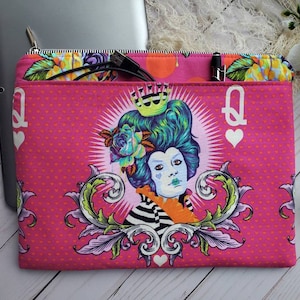 zippered tablet sleeve, Tula Pink red queen tablet sleeve, tablet case, ipad sleeve, ipad case, back to school needs, gift for teen girl