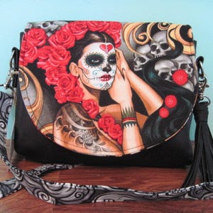 Tattoo Skull Girl Gothic Handbag, Goth Gothic Skull Purse