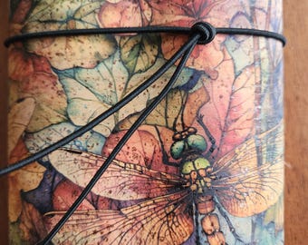 dragonfly travel journal, journal, vegan journal, dot grid journal, teacher appreciation gift, traveler notebook, A5 journal cover, fauxdori