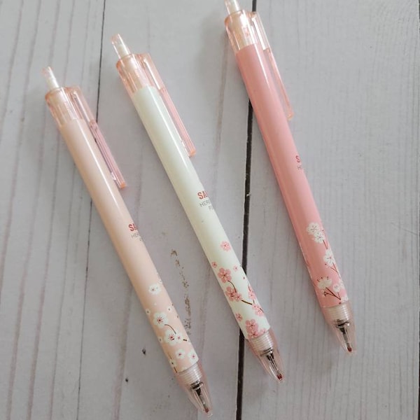 1 Pink Princess Sakura Press Gel Pen Rollerball Pen Writing Stationery 0.5mm Black Ink, teen gift, journal gift, thecorkyclutch