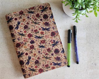 A5, A6, B6, B6 Slim, B5, N1, A6 dragonfly cork planner cover, slip on planner cover, vegan cover, vegan gift idea, minimal cover