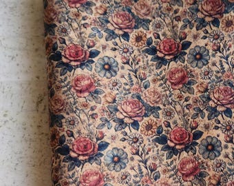 deluxe A5, A6, B6, B5, B6 Slim, N1, passport roses cork journal cover, cousin planner cover, planner cover with pockets and snap tab