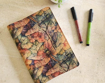 A5, A6, B6, B6 Slim, B5, N1, A6 dragonfly cork planner cover, slip on planner cover, vegan cover, vegan gift idea, minimal cover