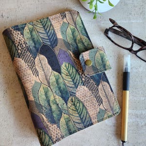 deluxe A5, A6, B6, B6 Slim, B5, N1, weeks planner cover, treeline cork planner cover, planner cover with pockets and snap tab
