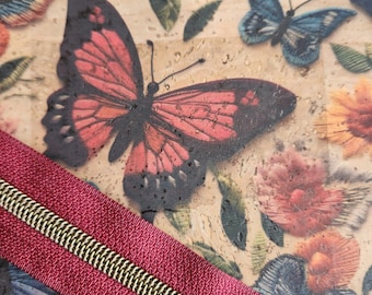 butterfly cork wallet insert for travel notebook, vegan accessories, sister gift,  portfolio