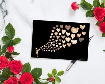 Card 5x7 Heart Rocks - Sending My Love  - Pebble Art