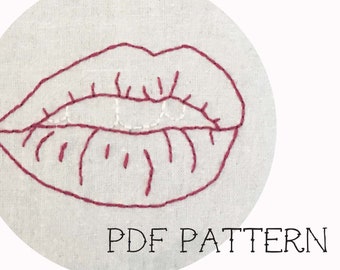 Lips Embroidery Pattern PDF Download