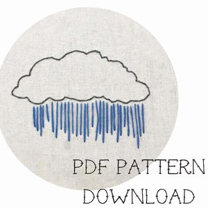 Raincloud Embroidery Pattern PDF Download