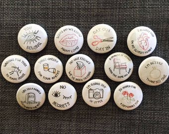 The Decomposer Collection // The Matches one inch pinback button set