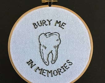 Bury me in memories - Motion City Soundtrack lyric framed embroidered wall art