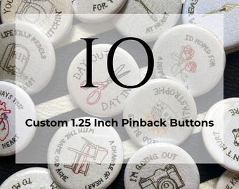 10 botones pinback personalizados de 1,25 pulgadas