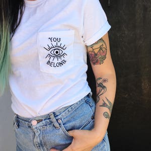 YOU BELONG // hand-embroidered pocket tee