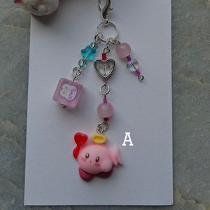 Kirby keychain, y2k keychain, Phone Charm, Beaded Keychain, Charm phone Chain, Kawaii Car Accessories, Backpack Keychain, Y2K Kirby Charm