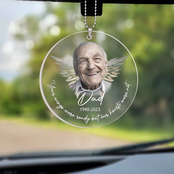 Fathers Day Gifts, Personalized Memorial Gifts, Hanging Dad Memorial Custom Car Ornament, Car Accessories, Loss Of Dad Gifts, Keepsake Gifts