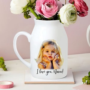 Personalized Mothers Day Gifts, Custom Flower Vase For Grandma, Kids Photo Flower Vase, Kids Photo Flower Vase, Gift For Nana, Grandma Gifts
