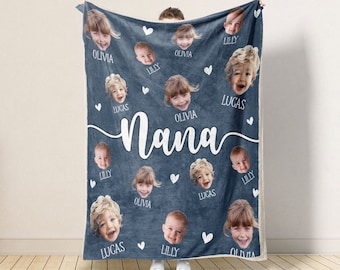 Mother's Day Gift for Nana, Grandma Gift, Personalized Photo Blanket, Custom Baby Photo Blanket for Grandma, Grandma Blanket with Baby Face