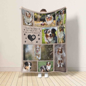 Custom Dog Photo Blanket, Dog Memorial Gift, Pet Sympathy Gift, Christmas Keepsake, Dog Loss Gift, Paw Print Blanket