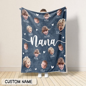 Mother's Day Gift for Nana, Grandma Gift, Personalized Photo Blanket, Custom Baby Photo Blanket for Grandma, Grandma Blanket with Baby Face