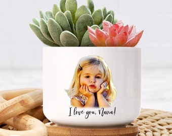 Personalized Kids Photo Pot, Custom Plant Pot Grandma Nana, Kids Photo Plant Pot, Gift For Nana, Grandma's Gift, Mothers Day Gift From Kids