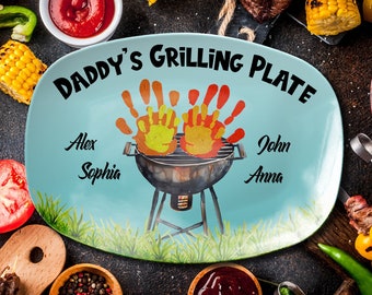 Fathers Day Gifts, Daddy Grilling  Platter, Gift For Dad From Daughter, Custom Grilling Plate Papa With Kids Names, Papa Platter Gifts
