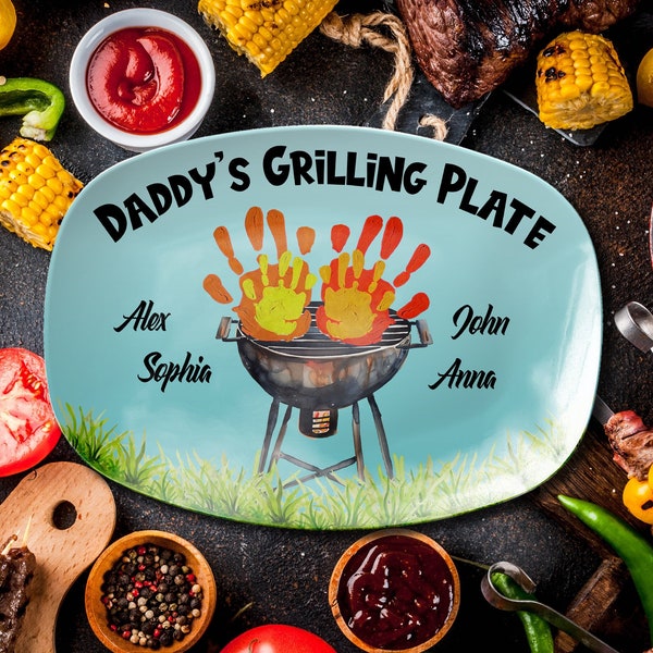 Fathers Day Gifts, Daddy Grilling  Platter, Gift For Dad From Daughter, Custom Grilling Plate Papa With Kids Names, Papa Platter Gifts