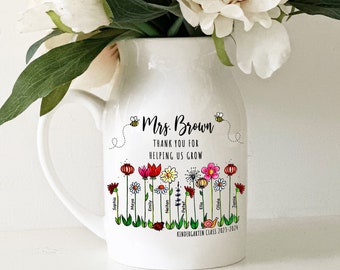 Personalized Thank You Teacher Appreciation Gifts, Class Gift, Thank You Teacher With Children Name Vase, Custom Flower Vase Gifts From Kids