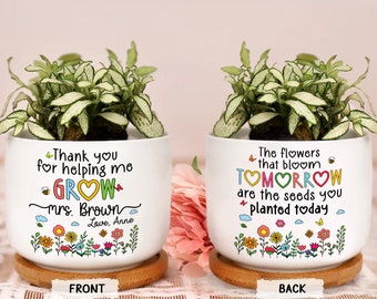 Personalized Thank You Teacher Ceramic Pot, Custom Teacher Plant Pot, Thank You Gifts For Teacher, Teacher Appreciation Gifts, Teacher Gifts