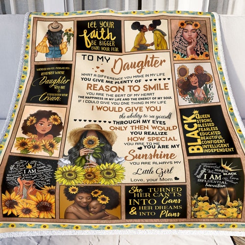 To My Daughter Fleece Blanket Black Mom Daughter Gift Black Etsy